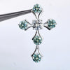 5.00 ct DEW Round Cut Blue & White Moissanite In Gold Vermeil Plus-Shape Necklace