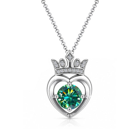 2.60 ct DEW Certified Round Cut Blue Moissanite Pendant In Vermeil 925 Silver