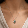 2.60 ct DEW Certified Round Cut Blue Moissanite Pendant In Vermeil 925 Silver