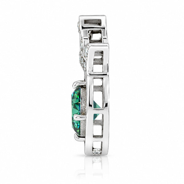 2.60 ct DEW Certified Round Cut Blue Moissanite Pendant In Vermeil 925 Silver
