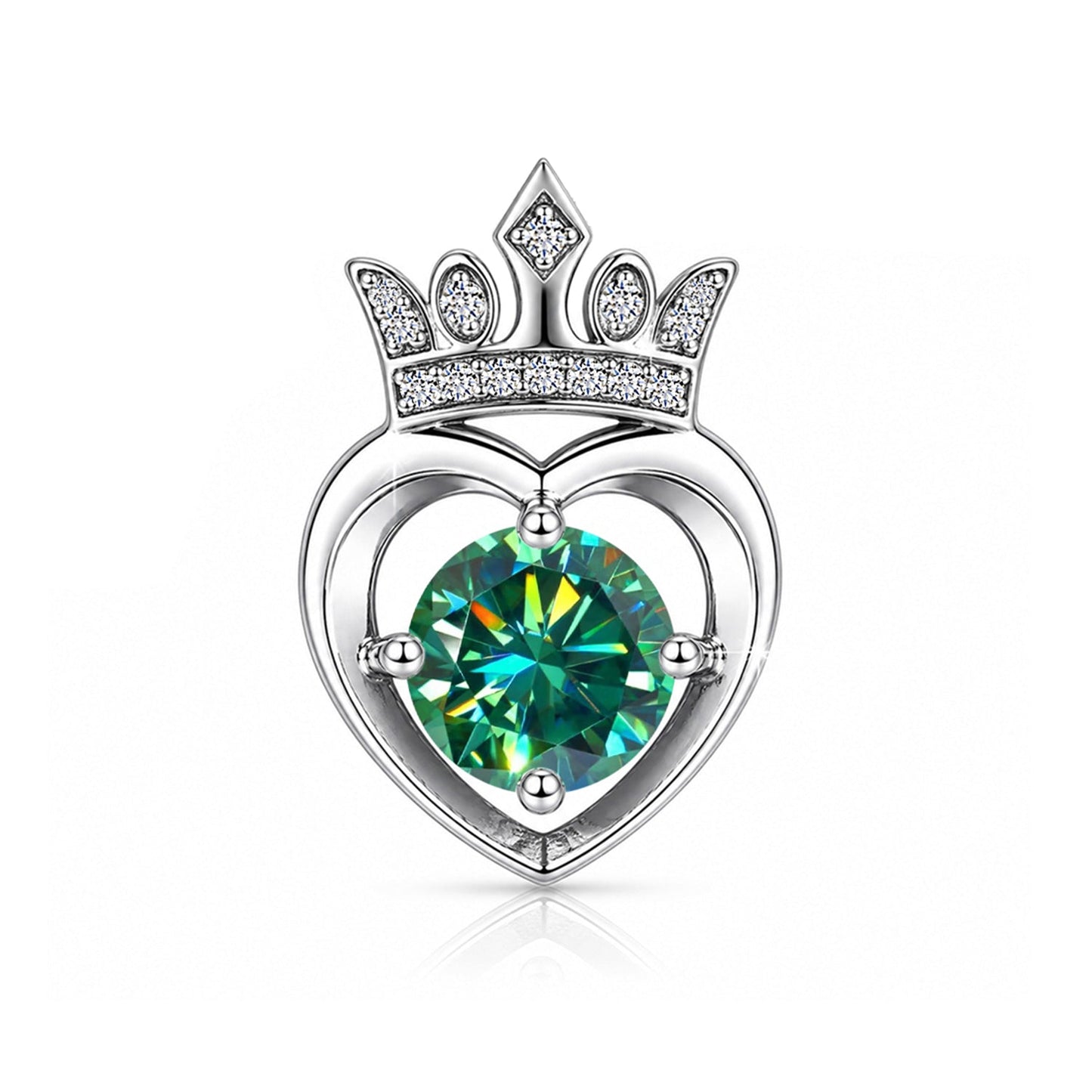 2.60 ct DEW Certified Round Cut Blue Moissanite Pendant In Vermeil 925 Silver