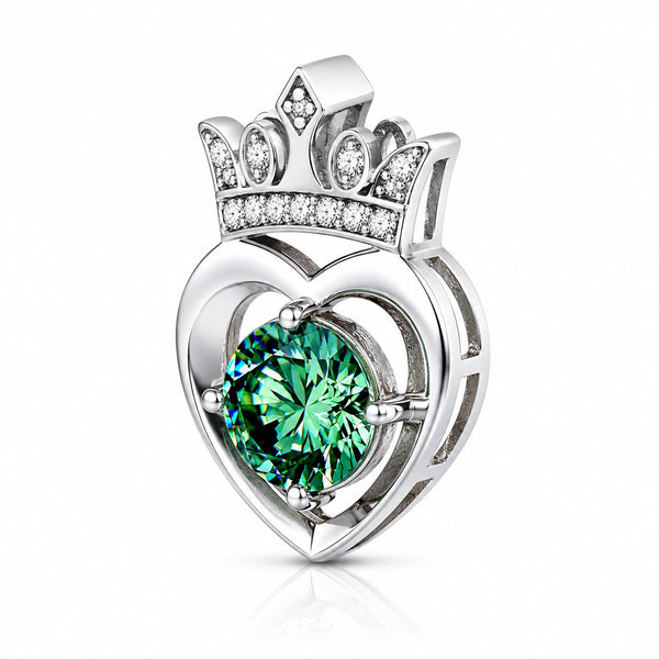 2.60 ct DEW Certified Round Cut Blue Moissanite Pendant In Vermeil 925 Silver
