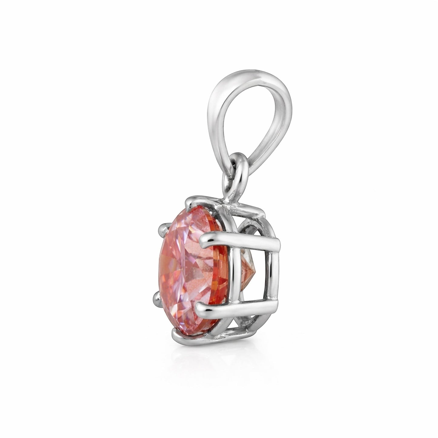 Pink lab-grown diamond pendant worn on chain, GEMHUB fine jewellery