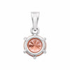 Close-up of 2.5 carat fancy pink lab diamond, round brilliant cut, VS1 clarity grade