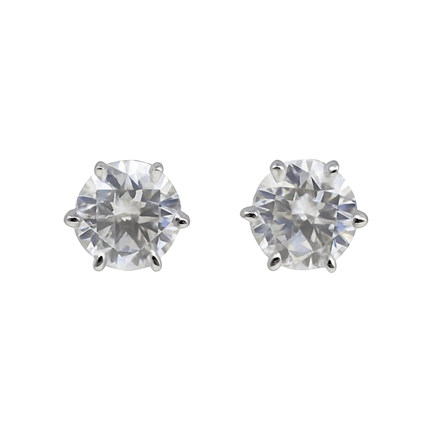 7.00 ct DEW Certified White Moissanite Solitaire Studs in Gold Vermeil