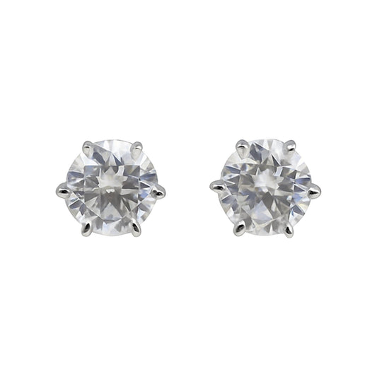 7.00 ct DEW Certified White Moissanite Solitaire Studs in Gold Vermeil