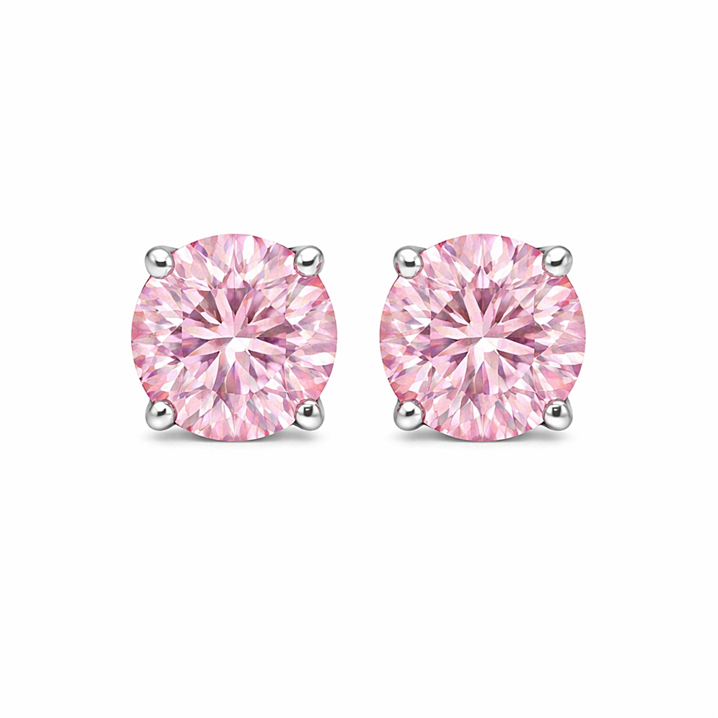 3.00 ct DEW Certified Pink Moissanite Stud Earrings In Gold Vermeil For Women