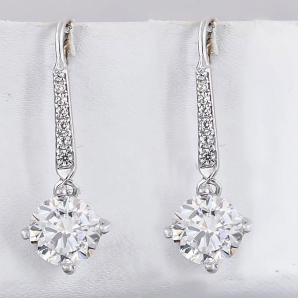 8.00 ct DEW Certified White Moissanite Dangler Earrings In Gold Vermeil