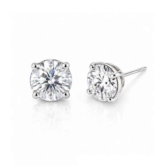 10.00 ct DEW Certified White Moissanite Solitaire Studs In Gold Vermeil