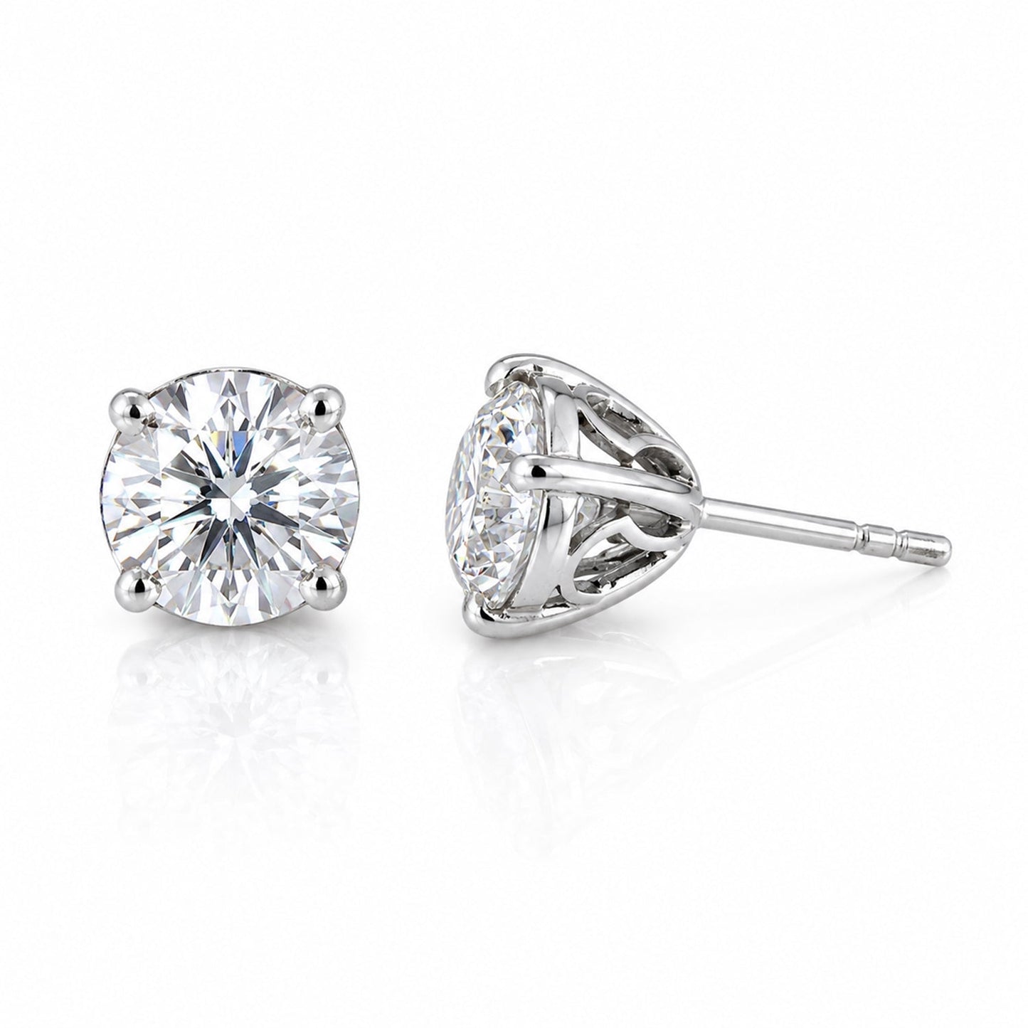 10.00 ct DEW Certified White Moissanite Solitaire Studs In Gold Vermeil