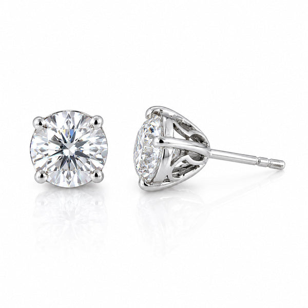 10.00 ct DEW Certified White Moissanite Solitaire Studs In Gold Vermeil