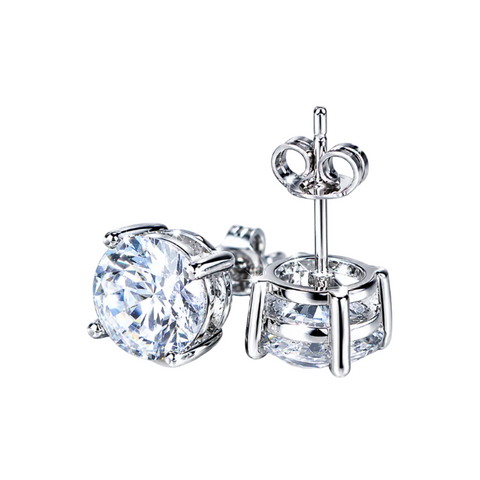 6.00 ct DEW Certified White Moissanite Solitaire Studs In Gold Vermeil