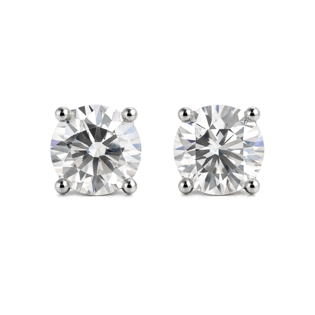 6.00 ct DEW Certified White Moissanite Solitaire Studs In Gold Vermeil