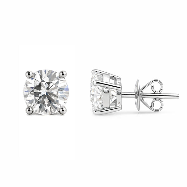 6.00 ct DEW Certified White Moissanite Solitaire Studs In Gold Vermeil