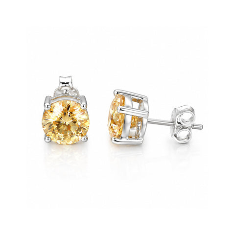 4.00 ct DEW Certified Champagne Moissanite Studs In Gold Vermeil For Gift