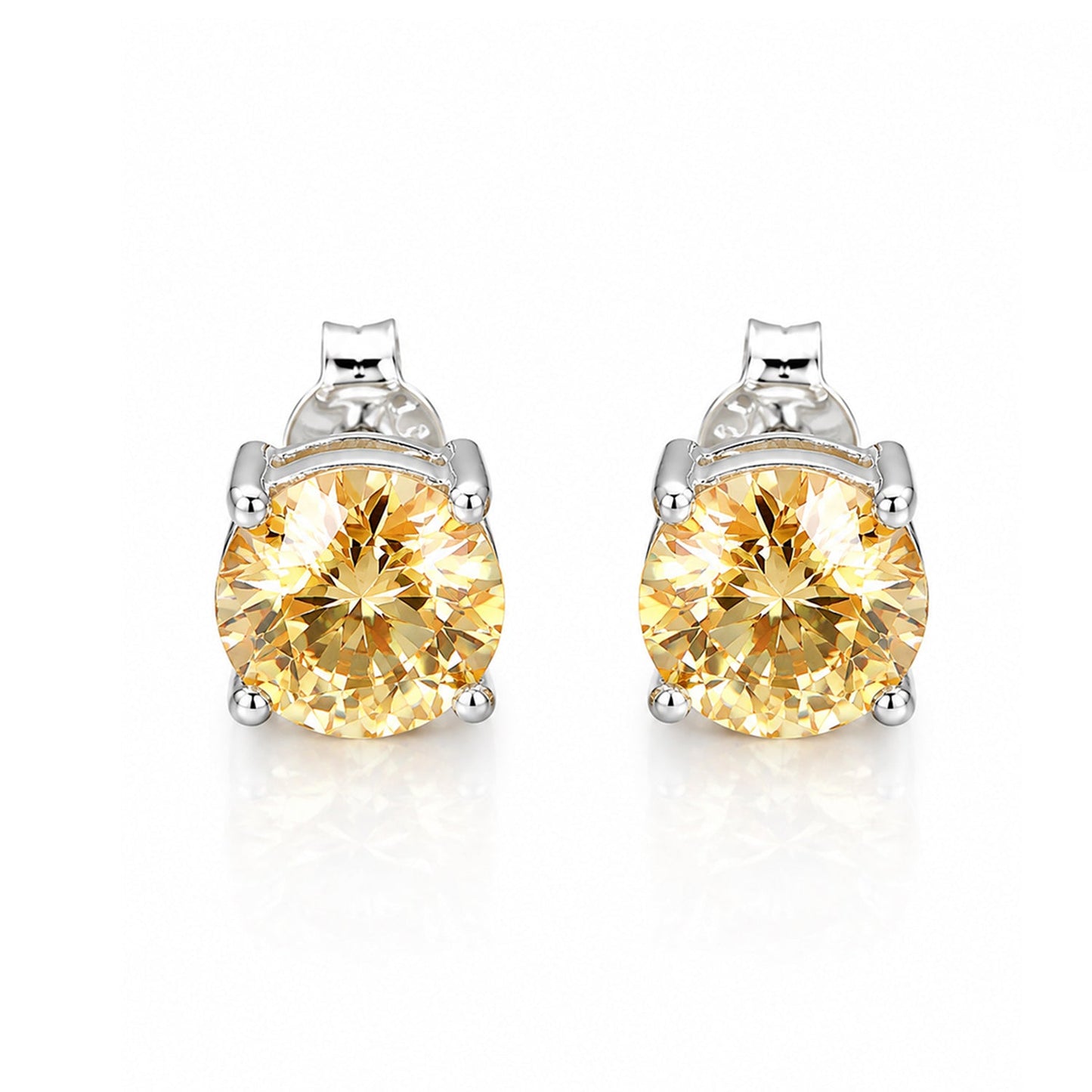 4.00 ct DEW Certified Champagne Moissanite Studs In Gold Vermeil For Gift