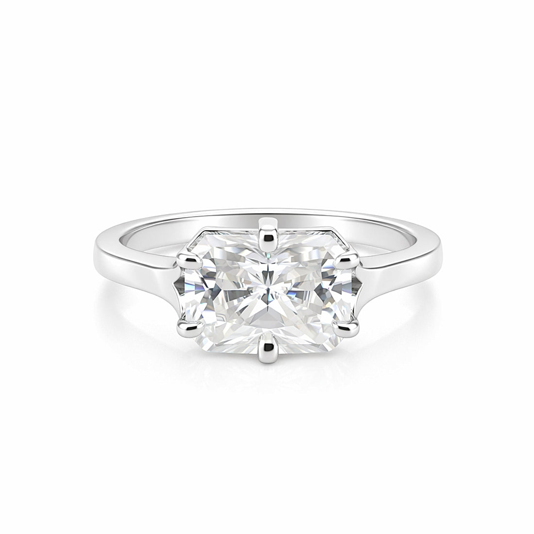 3.10 Ct Radiant Cut Lab Grown Diamond Ring — VS1 Clarity, 18k Gold Vermeil