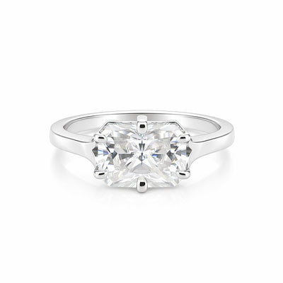 3.10 Ct Radiant Cut Lab Grown Diamond Ring — VS1 Clarity, 18k Gold Vermeil