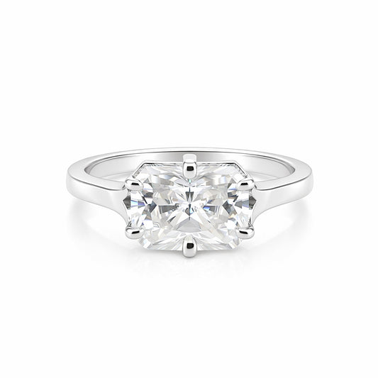 3.10 Ct Radiant Cut Lab Grown Diamond Ring — VS1 Clarity, 18k Gold Vermeil