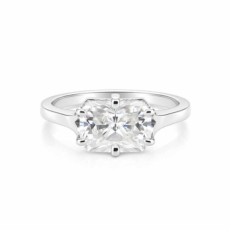 3.10 Ct Radiant Cut Lab Grown Diamond Ring — VS1 Clarity, 18k Gold Vermeil