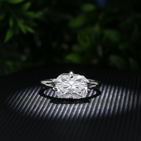 3.10 Ct Radiant Cut Lab Grown Diamond Ring — VS1 Clarity, 18k Gold Vermeil