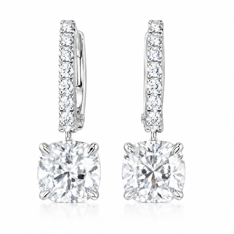 4.00 ct DEW Certified White Moissanite Dangler Earrings In Gold Vermeil