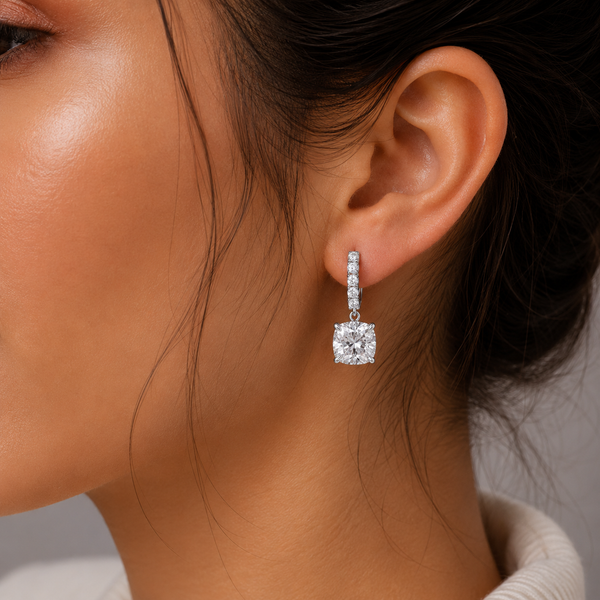 4.00 ct DEW Certified White Moissanite Dangler Earrings In Gold Vermeil