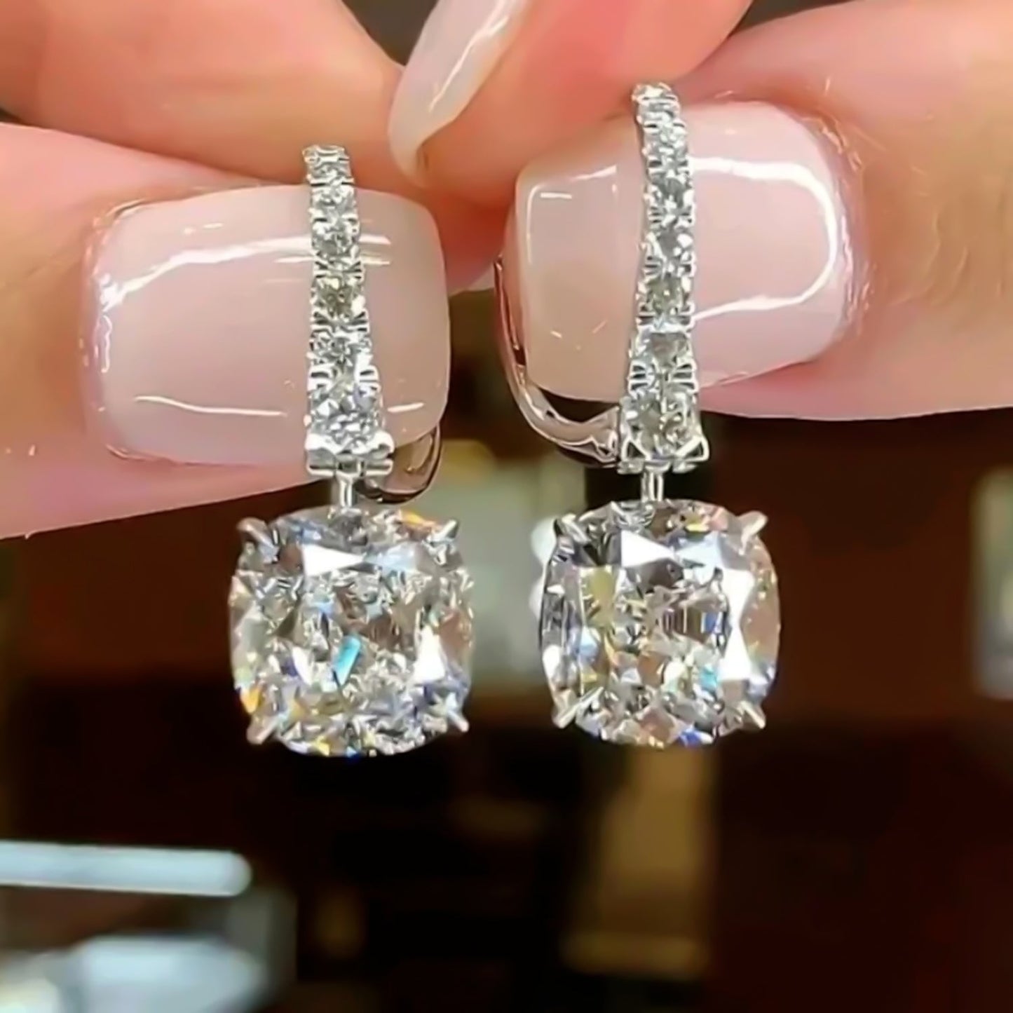 4.00 ct DEW Certified White Moissanite Dangler Earrings In Gold Vermeil
