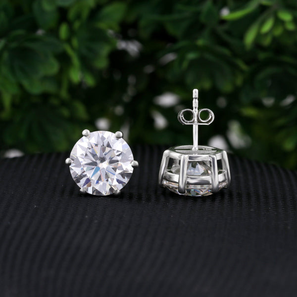 9.00 ct DEW Certified F VS1 White Moissanite Stud Earrings in Gold Vermeil