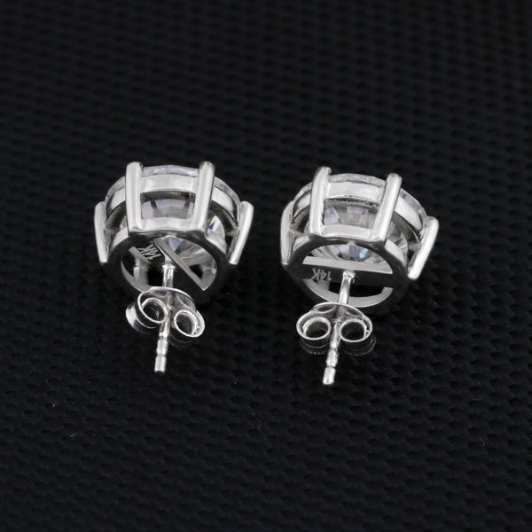 9.00 ct DEW Certified F VS1 White Moissanite Stud Earrings in Gold Vermeil
