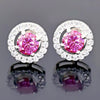 2.00 ct DEW Certified Pink Moissanite Solitaire Studs in Gold Vermeil For Wife