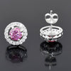 2.00 ct DEW Certified Pink Moissanite Solitaire Studs in Gold Vermeil For Wife