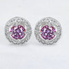 2.00 ct DEW Certified Pink Moissanite Solitaire Studs in Gold Vermeil For Wife