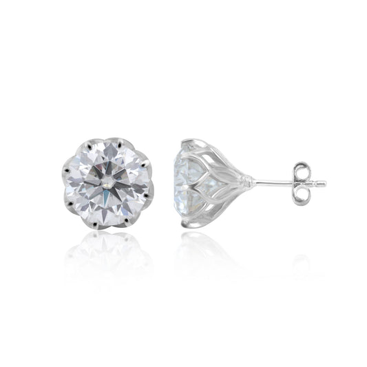 5 Ct Round Cut Lab Grown Diamond Stud Earrings — VS1 Clarity, 18k Gold Vermeil