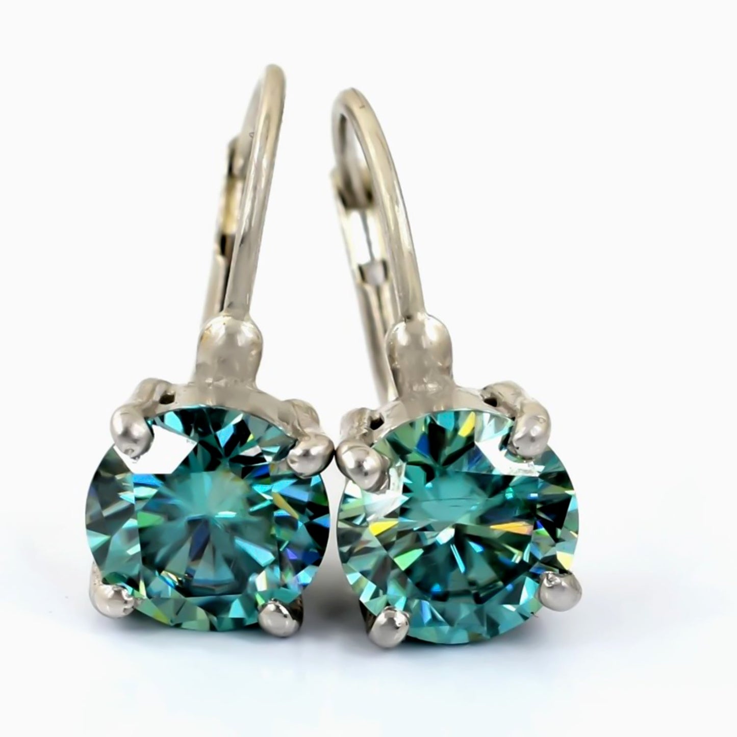 3.00 Cts Certified Blue Moissanite Dangler Earrings in Gold Vermeil