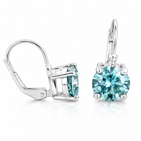 3.00 Cts Certified Blue Moissanite Dangler Earrings in Gold Vermeil