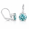 3.00 ct DEW Certified Blue Moissanite Dangler Earrings in Gold Vermeil For Love