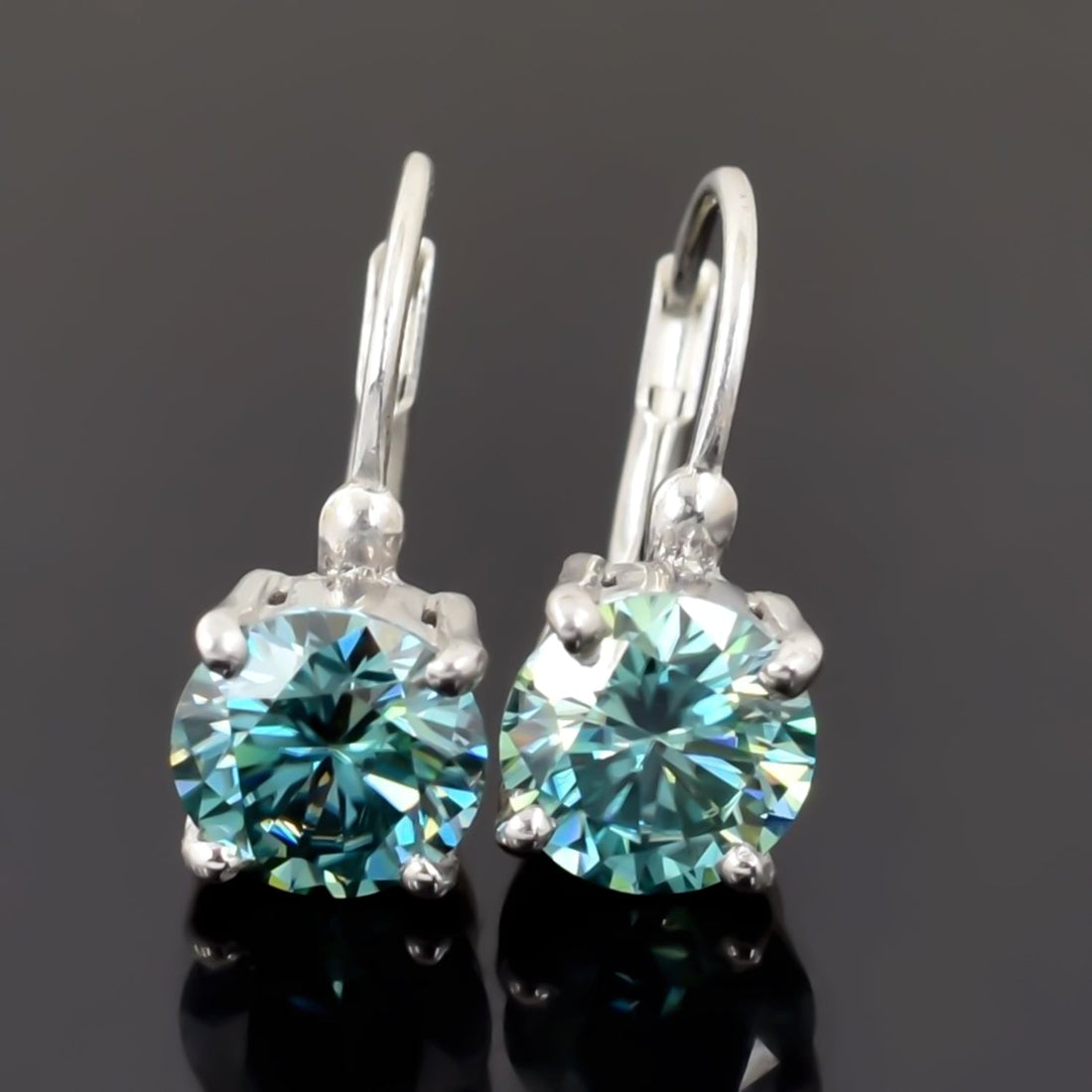 3.00 Cts Certified Blue Moissanite Dangler Earrings in Gold Vermeil