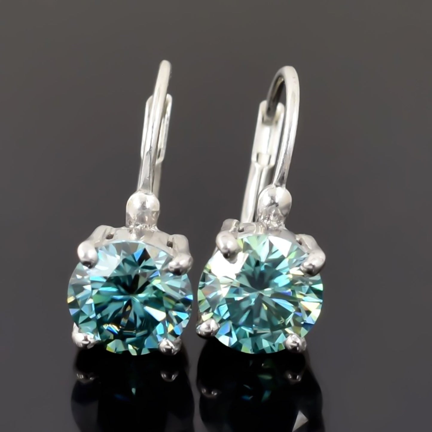 3.00 Cts Certified Blue Moissanite Dangler Earrings in Gold Vermeil