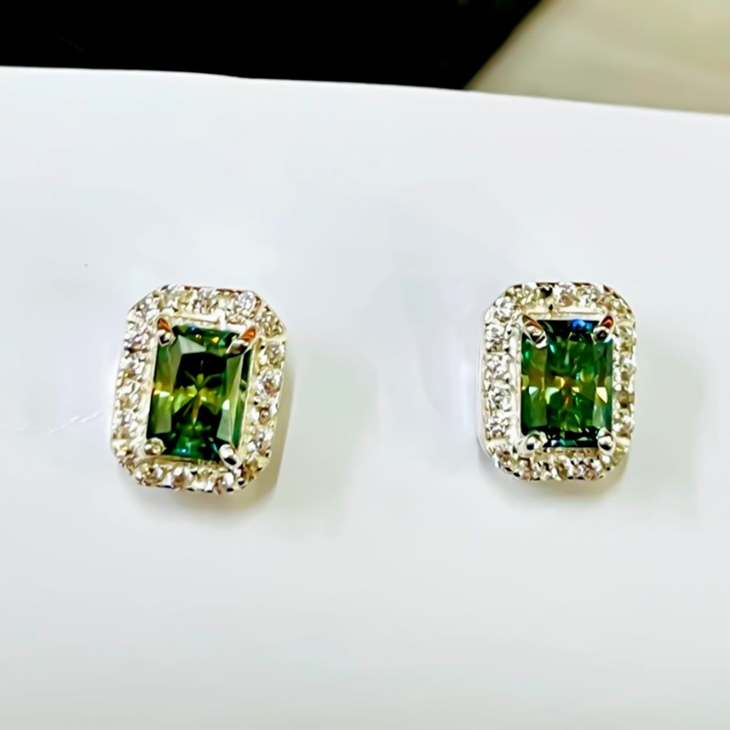 2.00 Cts Certified Blue Moissanite Stud Earrings in Gold Vermeil For Gift