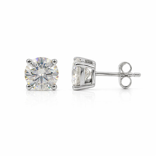 5.00 ct DEW Certified White Moissanite Stud Earrings in Gold Vermeil For Friend