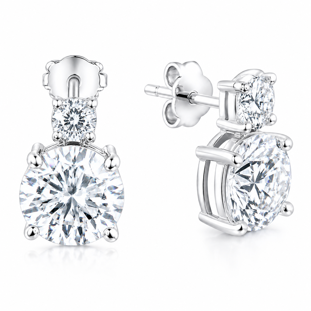 5.50 ct DEW Certified F VS1 White Moissanite Stud Earrings in Gold Vermeil Jewellery