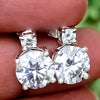 5.50 ct DEW Certified White Moissanite Solitaire Studs In Gold Vermeil