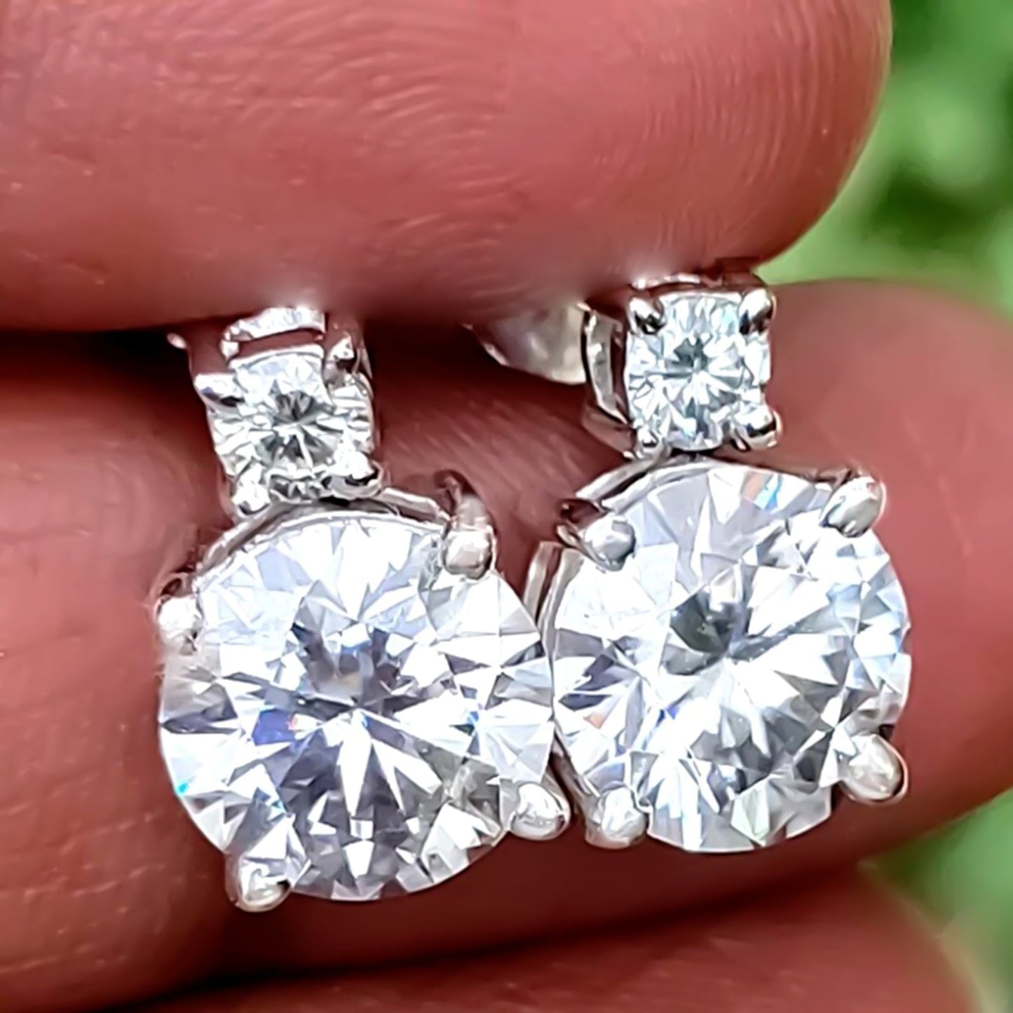 5.50 ct DEW Certified White Moissanite Solitaire Studs In Gold Vermeil
