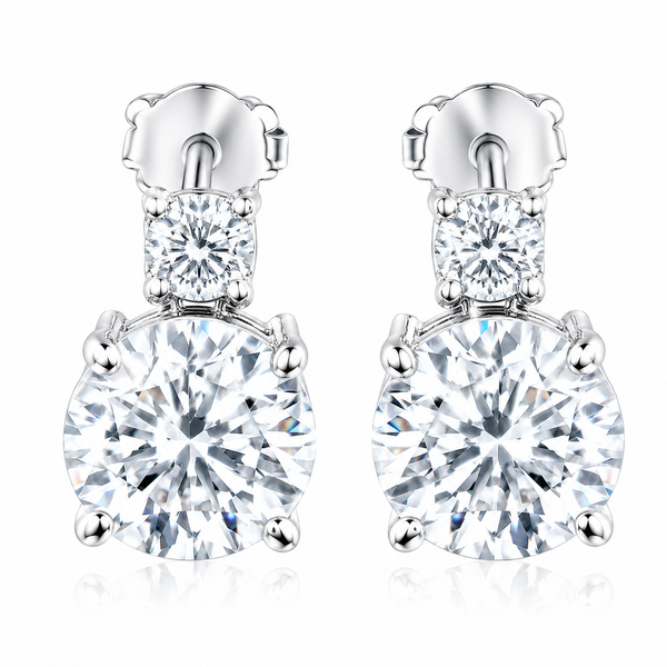5.50 ct DEW Certified White Moissanite Solitaire Studs In Gold Vermeil