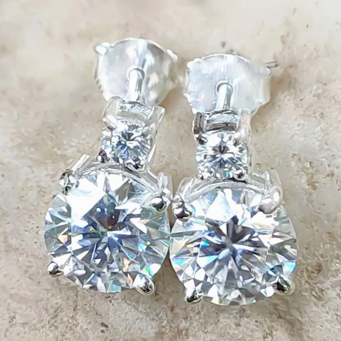 5.50 ct DEW Certified White Moissanite Solitaire Studs In Gold Vermeil