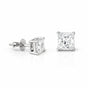 4.00 ct DEW Certified Princess Cut Moissanite Stud Earrings Gold Vermeil For Sis