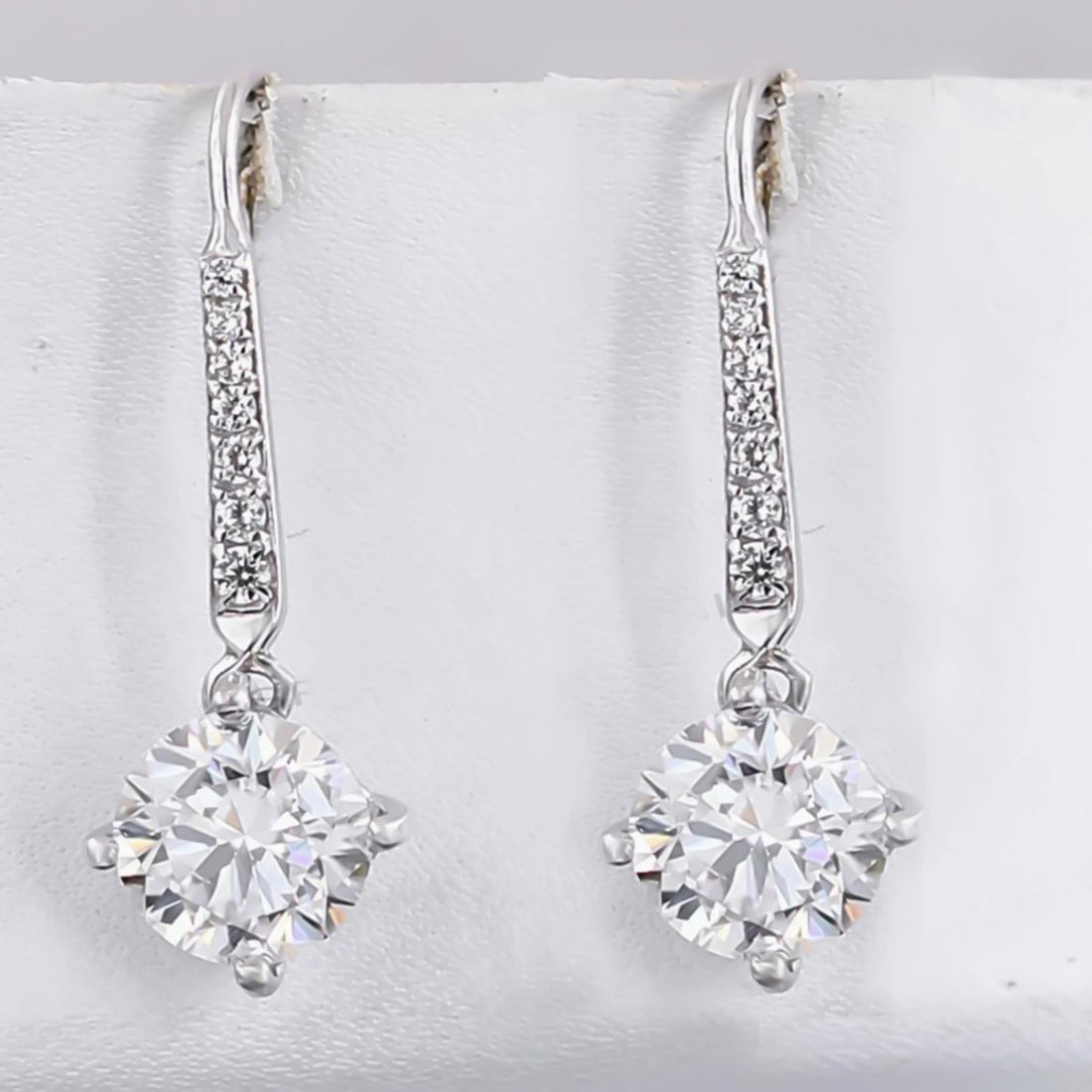8.00 ct DEW Certified White Moissanite Dangler Earrings in Gold Vermeil For Women