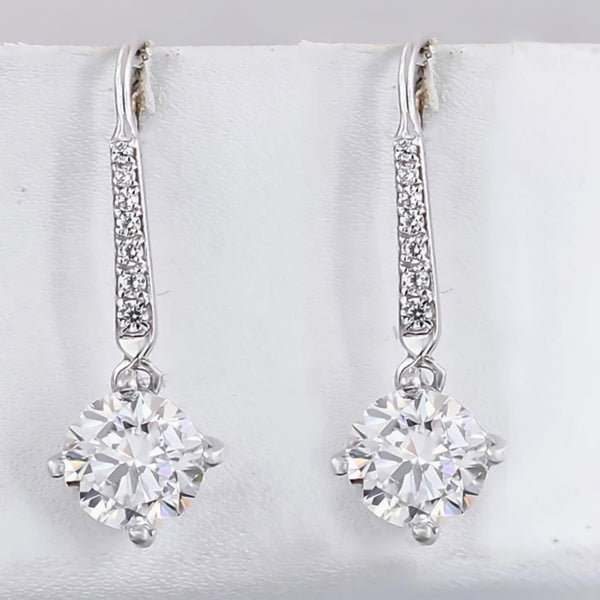 8.00 ct DEW Certified White Moissanite Dangler Earrings in Gold Vermeil For Women