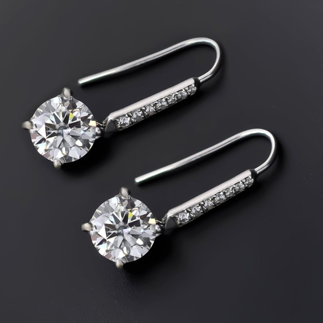 8.00 ct DEW Certified White Moissanite Dangler Earrings in Gold Vermeil For Women